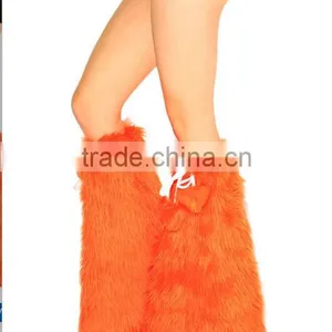Solid Orange Fluffies Fluffy Boots Leg Warmers thumbnail-1