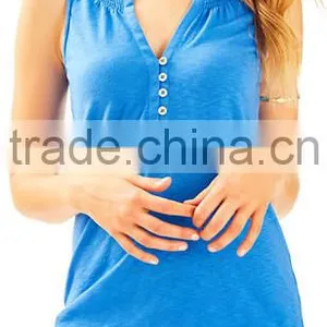 2017 Women Essie Top Sleeveless Button Front Placket Smocked Neckline Cotton Polyester Printed thumbnail-1
