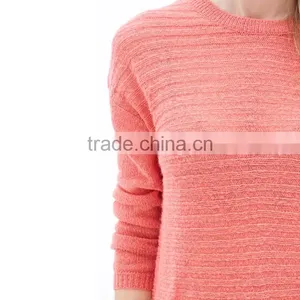Custom Long Sleeve Rib Knit Hem Crew Neck Sweater Knitted Sweater Women thumbnail-3