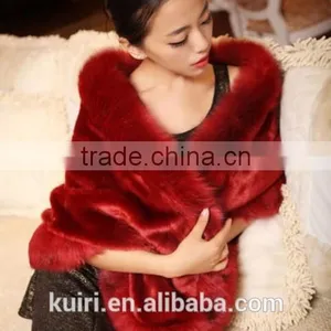Elegant Mink Fur Wedding Shawl for Bridal Dress Winter Fashion Wide Plush Woman Faux Fur Shawl thumbnail-6