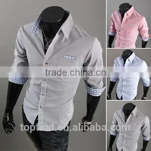 Yiwu Factory Directly Supply Hot Sale 2016 Slim Fit Long Sleeve Three Colors Turkish Cotton Shirt for Men thumbnail-1