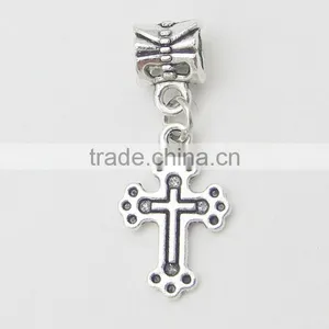 Dangling "Cross" Charm Bead for Snake Chain Charm Bracelet,Charm Bead for Snake Chain Charm Bracelet,encanto Cruz thumbnail-1