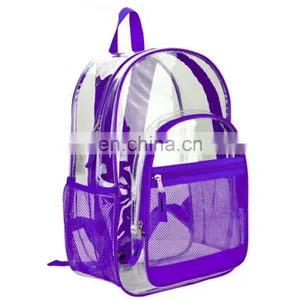 Clear Transparent Color Trim Kids PVC School Book Bag thumbnail-1