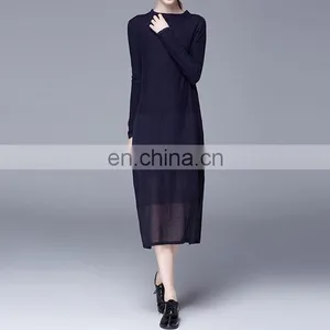 2016 China Clothing Factory Customize Fashion Simple Chiffon Lady Knit Dress thumbnail-4
