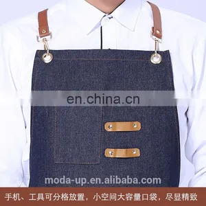 Cotton Denim Kitchen Apron With Custom Logo High Quality Chinese Supplier thumbnail-1