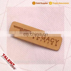 Custom Denim Hot Pressed Embossed Brand Name Genuine Brown Leather Label Patch thumbnail-5