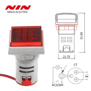 AC V+A+HZ Led Traid Display 22mm AC 0-100A Multifunctional Indicator Ammeter Voltmeter Digital Frequency Meter Equipments thumbnail-2