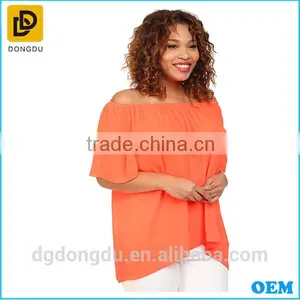 Plus Size Short Sleeve Off the Shoulder High-Low Hem Blouse thumbnail-3