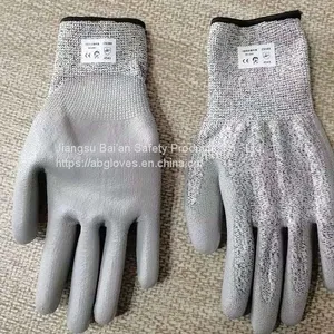Cut Resistant Level 5 HPPE Liner PU Coated Anti Cut Gloves With EN388 4543C Bagloves thumbnail-2