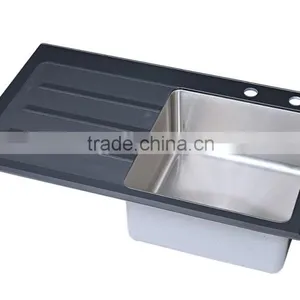 Glass Sink Stainless Steel Hand Made Kitchen Sink thumbnail-1