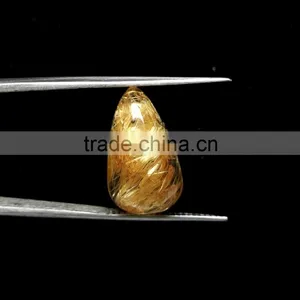 Golden Rutile / Natural Yellow Rutile Cabochon Gemstone / Smooth Copper Rutile thumbnail-1