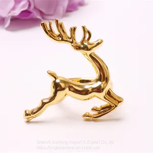 Table Accessories Rose Gold Silver Christmas Napkin Ring With Elk Plum Deer Style thumbnail-1