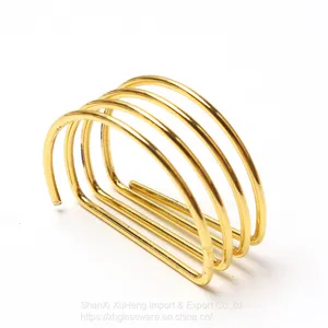 Wholesale Wedding Shiny Gold Spiral D Shaped Napkin Ring thumbnail-1