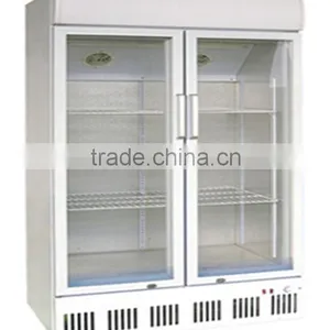 Double Doors Glass Soft Drink Display Refrigerator Showcase Refrigerator Beverage Upright Cooler thumbnail-1