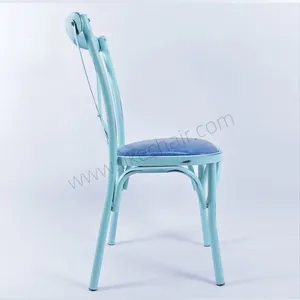 Langfang Factory's Antique Iron Cross X Back Outdoor Chair With Metal Frame for Indoor Wedding Parties and Hotel Use thumbnail-3