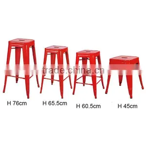 MCH-1505 75cm Height Metal White Stool With Wooden Seat Top thumbnail-4