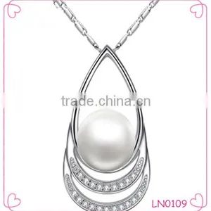 Luxury 18K White Gold Plated Pearl Necklace Women Jewelry Wholesale thumbnail-1
