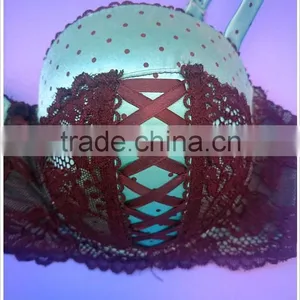Plus Size Satin Bra W/Lace Up, High Quality Bra thumbnail-2