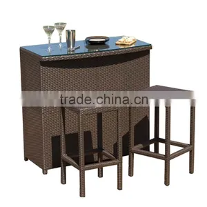 Patio Bar Space Saving Furniture Iron Rattan Chairs Outdoor Rattan Bamboo Chairs thumbnail-2