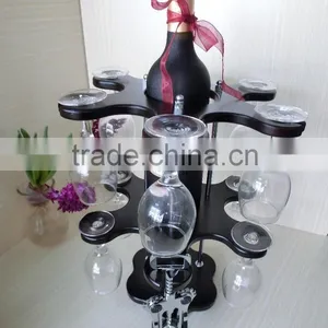 Luxury Wooden Wine Rack Bar Rack Glass Metal in the Middle Red Wine Rack Gift Wine Rack thumbnail-4