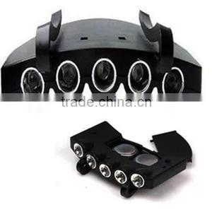 5LEDs Plastic Cap Hat Light 2*CR2032 Battery Powered LED Fishing Light LED Hat Light Sale Black LED Portable Headlamp thumbnail-2
