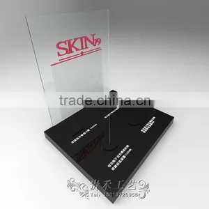 GH-U026 New Design White and Black Acrylic Cosmetic Display Stand With Customized Logo and Holes thumbnail-3