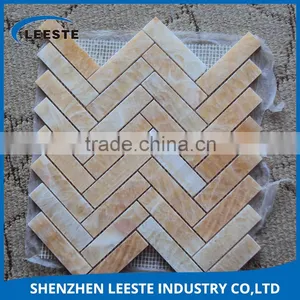 Triple Inspection System Guarantees Good Quality Honey Onyx China Mosaic Tiles thumbnail-2