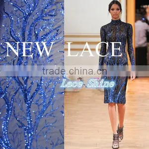 China Wholesale Nigerian Dress Fabric African Lace Fabrics French Tulle Lace With Sequin thumbnail-3