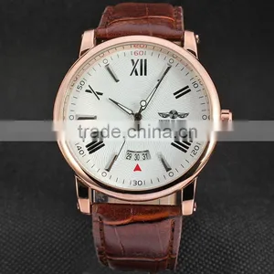 2016 Brand WINNER Simple Self-winding Automatic Mechanical Watch Men Wristwatch Luury Leather Strap With Calendar thumbnail-4
