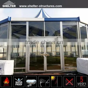 Blue and White PVC Fabric Polygonal Style Multi-sides Event Dome Tent With Glass Wall thumbnail-3