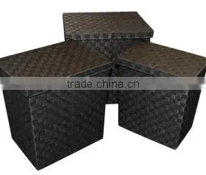 Unique Plastic Woven Storage Tote, Set of 2 thumbnail-3