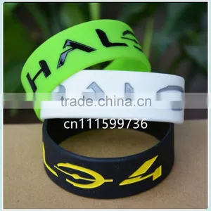 Custom Design HALO 3 Silicone Wristband Bracelet, Logo Debossed With Colour Adult thumbnail-1