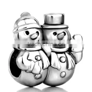 925S Christmas Gift Snowman Winter Charm Fashion 925 Silver Christmas Snowman Charm Beads thumbnail-1