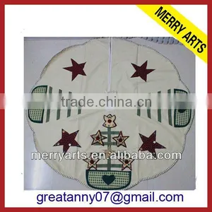 Express China Factory Cheap White Christmas Tree Skirt Fish Bone X'mas Embroidery Tree Skirts thumbnail-1