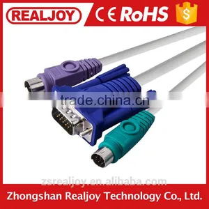 0.86 3 Parallel 1.5m Factory Price Beige Belge Vga to Mini Din Kvm Cable thumbnail-6