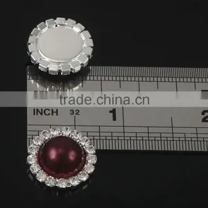 Small Round Shape Rhinestone Pearl Button thumbnail-2
