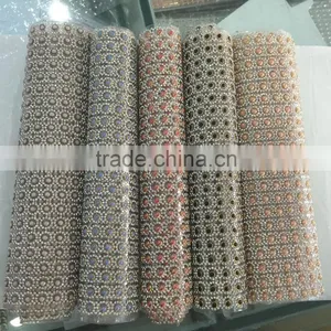 Multi Colors Ceramic Pearl With Rhinestone Decorated Mesh Triming With Glue for Bags thumbnail-2