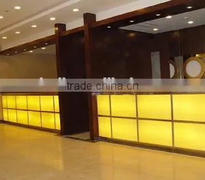 Translucent Artificial Faux Resin Pearl Stone Slabs for Reception Counter thumbnail-5