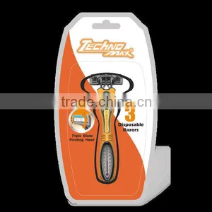 Stainless Steel Disposable Manual Shaving Razor With Rubber Handle thumbnail-4