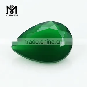 Loose Pear Machine Cut Natural Deep Green Agate Gemstone Price thumbnail-1