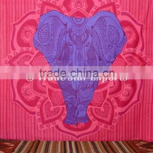 Ethnic Good Luck Indian Elephant With Lotus Mandala Home Decor Hippie Wall Art Bohemian Wall Hanging Tapestry thumbnail-2
