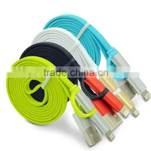 2015 Hot Sale Colorful Flat Aluminium 2 in 1 Usb 3.0 Charging Charger Data Cable thumbnail-2