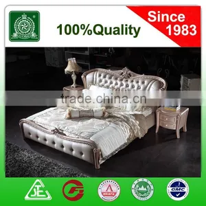 G8801 Bed Furniture Manufactory Supply Good Quality Solid Wooden Frame Leather Bed thumbnail-1