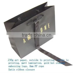 Beautiful Grey Promotional Paper Bag With Ribbon for Packaging thumbnail-1