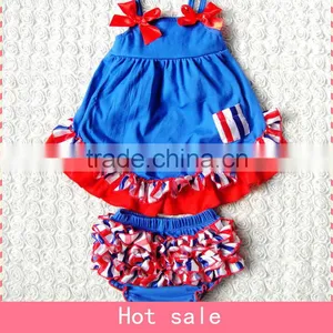 High Quality 4th of July Girls Boutique Sets ,beautiful Frocks Baby Cotton Frocks , Kids Beabutiful Outfits Wholesale thumbnail-2