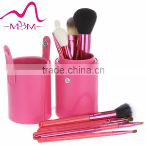 Hot 7pcs Multicolors Barrelled Makeup Brush Set Animal Hair Brush Set thumbnail-4
