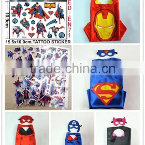 Superhero Cape and Mask Costumes For Kids Set Capes Masks Stickers and Tattoos thumbnail-1