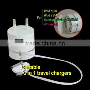 New 3 in 1 Retractable Usb2.0 Data Charge Sync Cable 10 in 1 Multiple Usb Charger Cable Usb Mobile Travel Charger EU US PLUG thumbnail-1