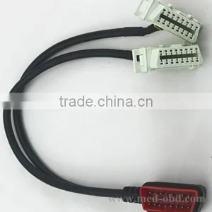 OBD2 Splitter Y Cable, Right-angle J1962M to 2 J1962F, 1ft thumbnail-1