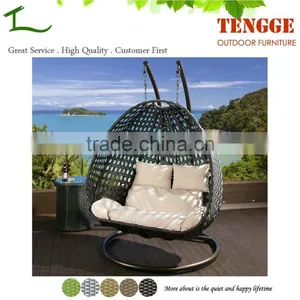 TG15-0140 Outdoor Synthetic Rattan 2 Seat Hanging Chair thumbnail-1